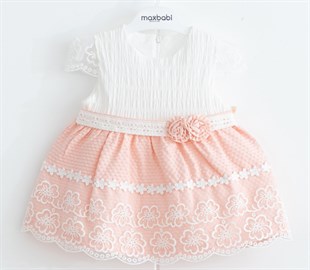 Mymio 2964 Dantelli Çiçekli Kız Bebe Elbise